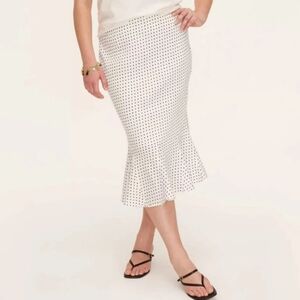 Kate Spade X Target Size 3X White Black Polka Dot Linen Midi Trumpet Skirt NWT